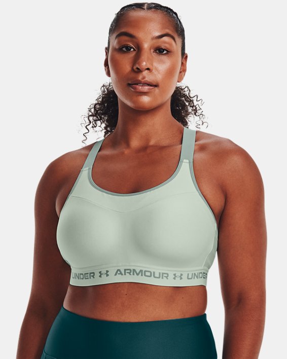 Women's Armour® High Crossback Sports Bra in Green image number 3